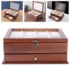 Mens 8 Grids Wooden Watch Display Case Jewelry Collection Storage Holder Box