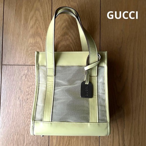 Gucci Handbag Light Green Leather Mesh Coin Purse Used