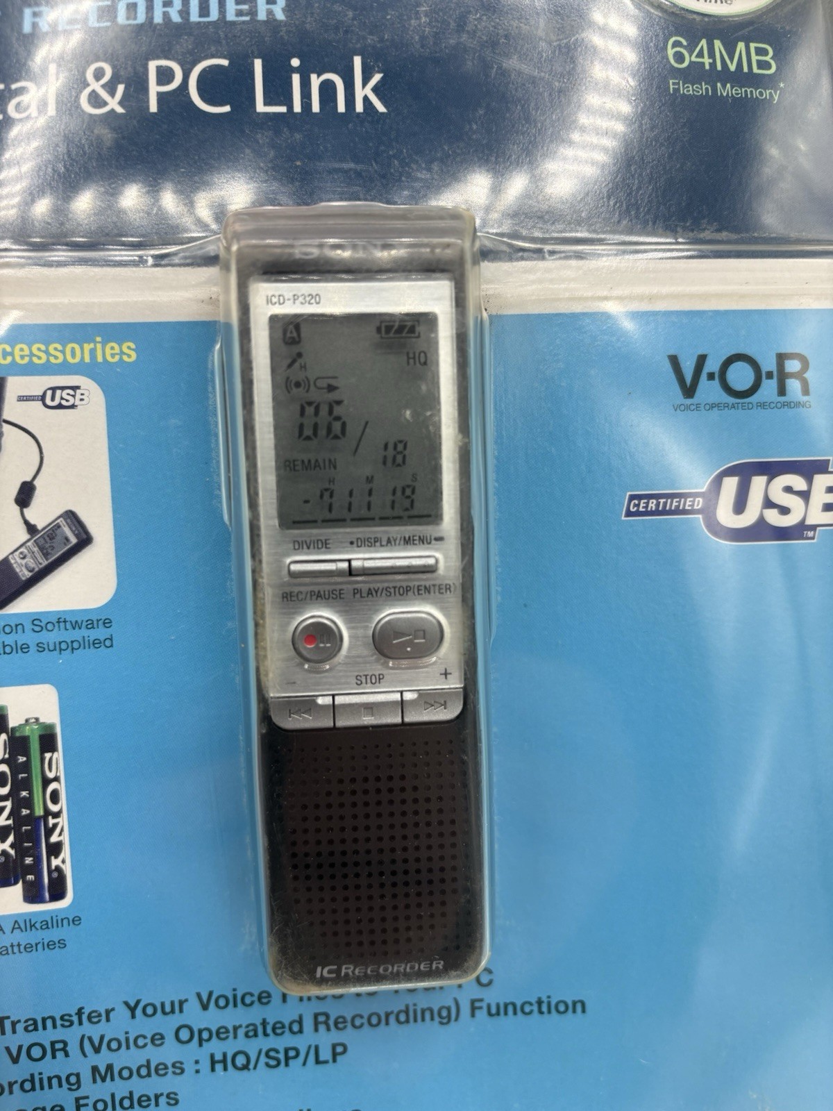 Sony ICD-P320 Digital PC Link Voice Recorder 64 MB 32 HOURS NEW SEALED