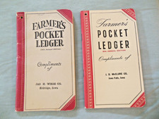 Deux registres de poche vintage (1945/1951) John Deere Farmer's, jamais utilisés - concessionnaires Iowa
