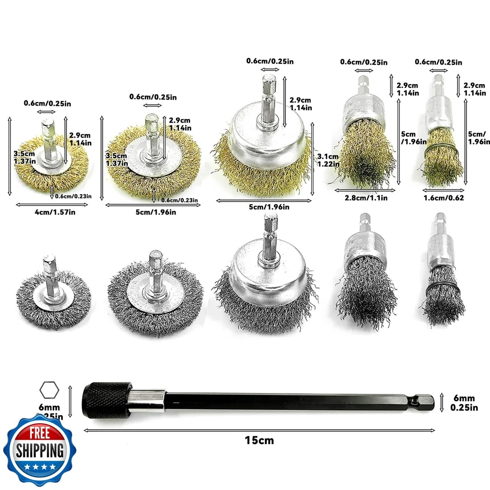 Paquete de 10 cepillos de taza de rueda de alambre para tratamiento diario para taladro abrasivo con 1/4" Foto 2 de 4
