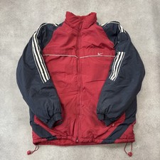 Nike Windbreaker Jacket Mens 2XL Vintage 90s Sports Full Zip Coat, Red Black