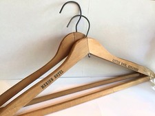 Lot of 2 Vintage MCM Marion Hotel Little Rock, Ark. Wooden Clothes Hanger
