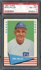 1961 Fleer #62 Bing Miller PSA 8 White Sox *DS16049