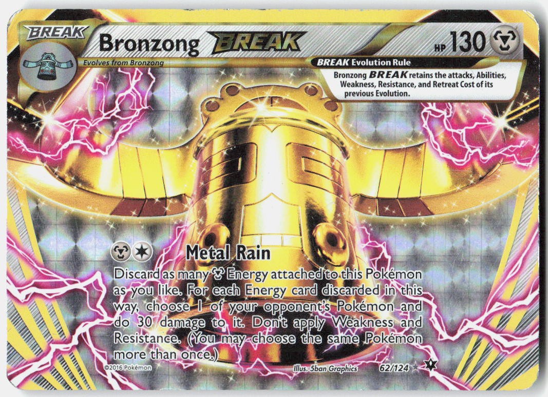Bronzong BREAK 62/124 BREAK Rare Fates Collide Pokemon Holo Heavily Played