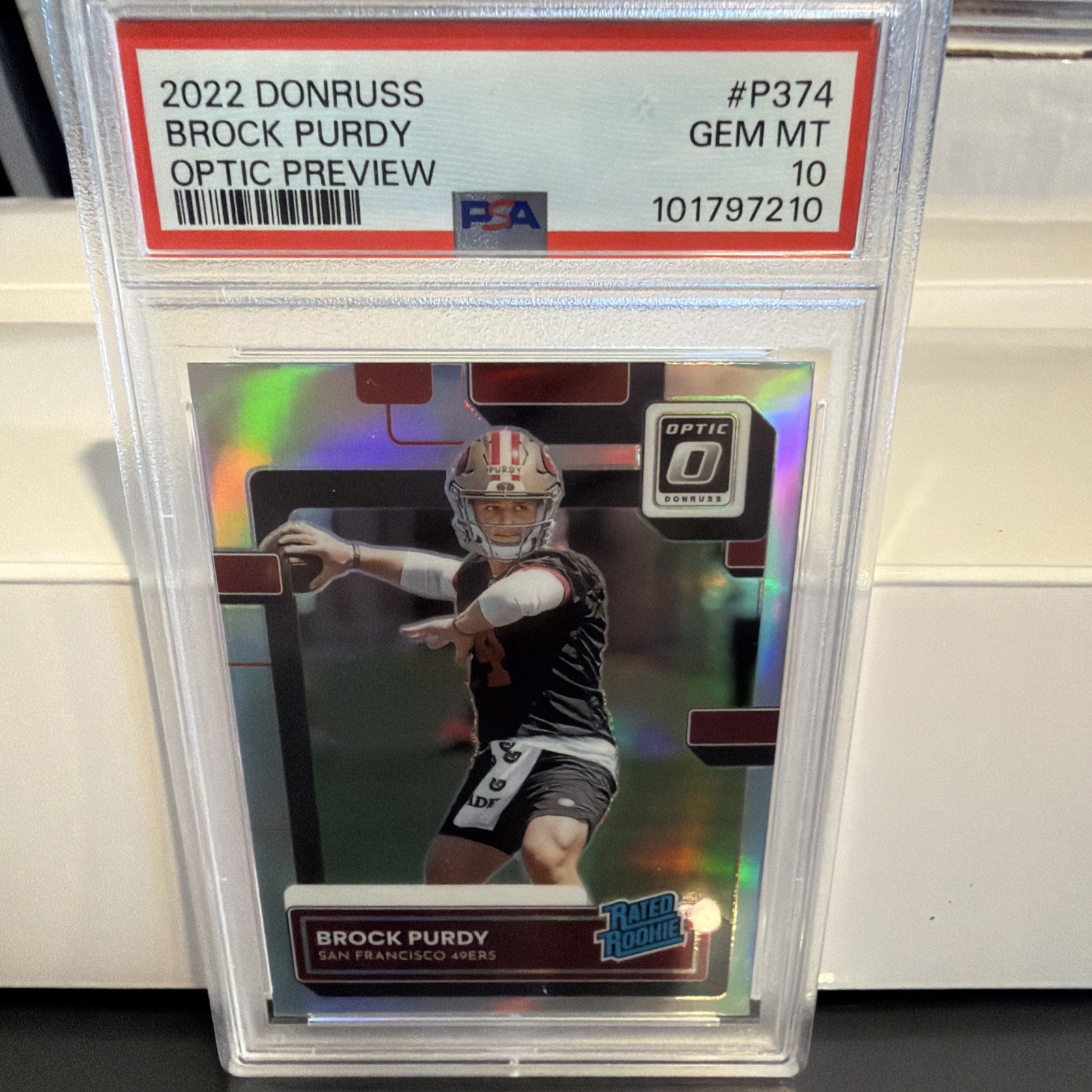 Brock Purdy Panini Donruss #374 Optic Preview-Holo