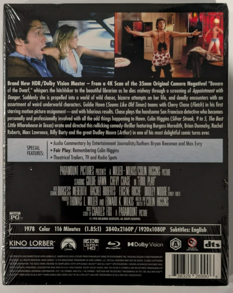 Foul Play (1978) - 4K UHD Blu-ray - New & Sealed - Chevy Chase, Goldie Hawn - Image 3 of 3