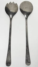 Sheffield England Silver Plated Salad Spoon and Fork Server Set Vintage 9.5" MCM