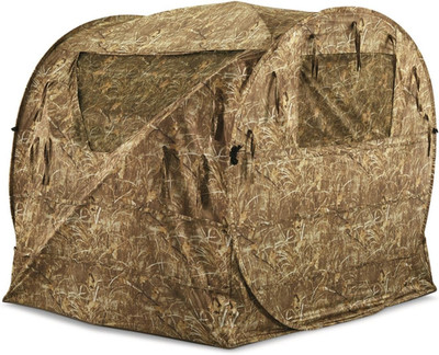Spring Steel Hay Bale Hunting Ground Blind 1-2 Person Tent, Gear, Brown