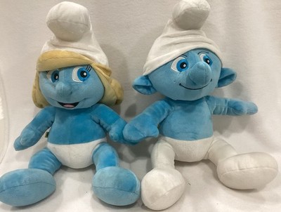 Build a Bear Clumsy Smurf Plush BAB  Blue White + Smurfette 2011  ~ Lot of 2