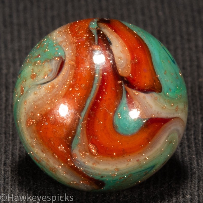 D.A.S. LUTZ LADEN FLAME Swirl Marble 23/32" Mint Hawkeyespicks sg