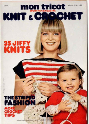 Mon Tricot Knitting Pattern Magazine July 1976 Vintage Stripes 35 Jiffy Knits