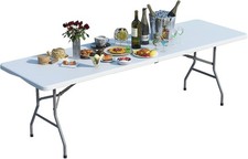 8ft Plastic Folding Table  with Lock Function & Carrying Handle