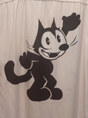 Felix the Cat Bowling Button Short Sleeve Shirt Men's Medium Pink & Black