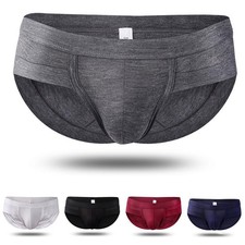 Men's Low Waist Briefs Underwear with Solid Color U Convex Pouch Design
