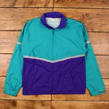 Vintage L.L.Bean Windbreaker Jacket L 90s Colour Block Tall Green