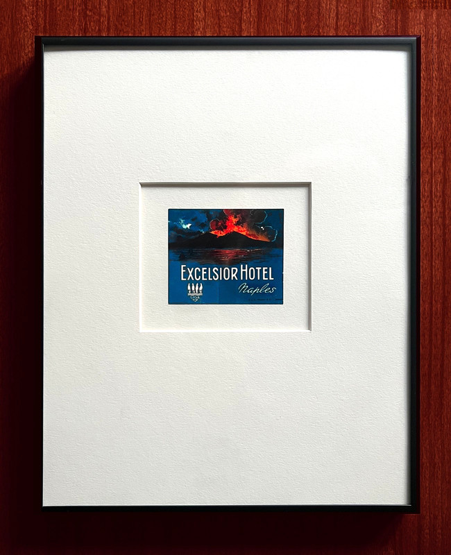 Rare RICHTER Luggage Label ~ EXCELSIOR HOTEL ~ Naples - framed as graphic art
