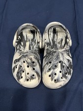 Crocs Classic Black/White Marbled Clog Shoes Unisex Child Sz 8