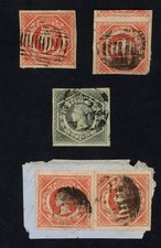 New South Wales Stamps 1855 QV 1/- & 6p Diadem Imperforate inc Pair, Classics
