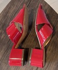 $795 Sergio Rossi Red Patent Leather Slides Size 37.5 EU, 7-7.5 US Made In Italy — photo 7