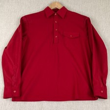 Vintage 1960s Kings Road Sears Long Sleeve Polo Button Shirt Mens Red Rockabilly