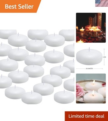 36 Pack Unscented 3 Inch Floating Wax Candles - Elegant Décor for Any Occasion