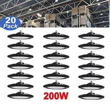 20 Pack 200W UFO LED High Bay Light Industrial Commercial Warehouse Shop Lights