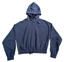 Sweaty Betty women's navy cropped tech polyester oversize hoodie VGC size small