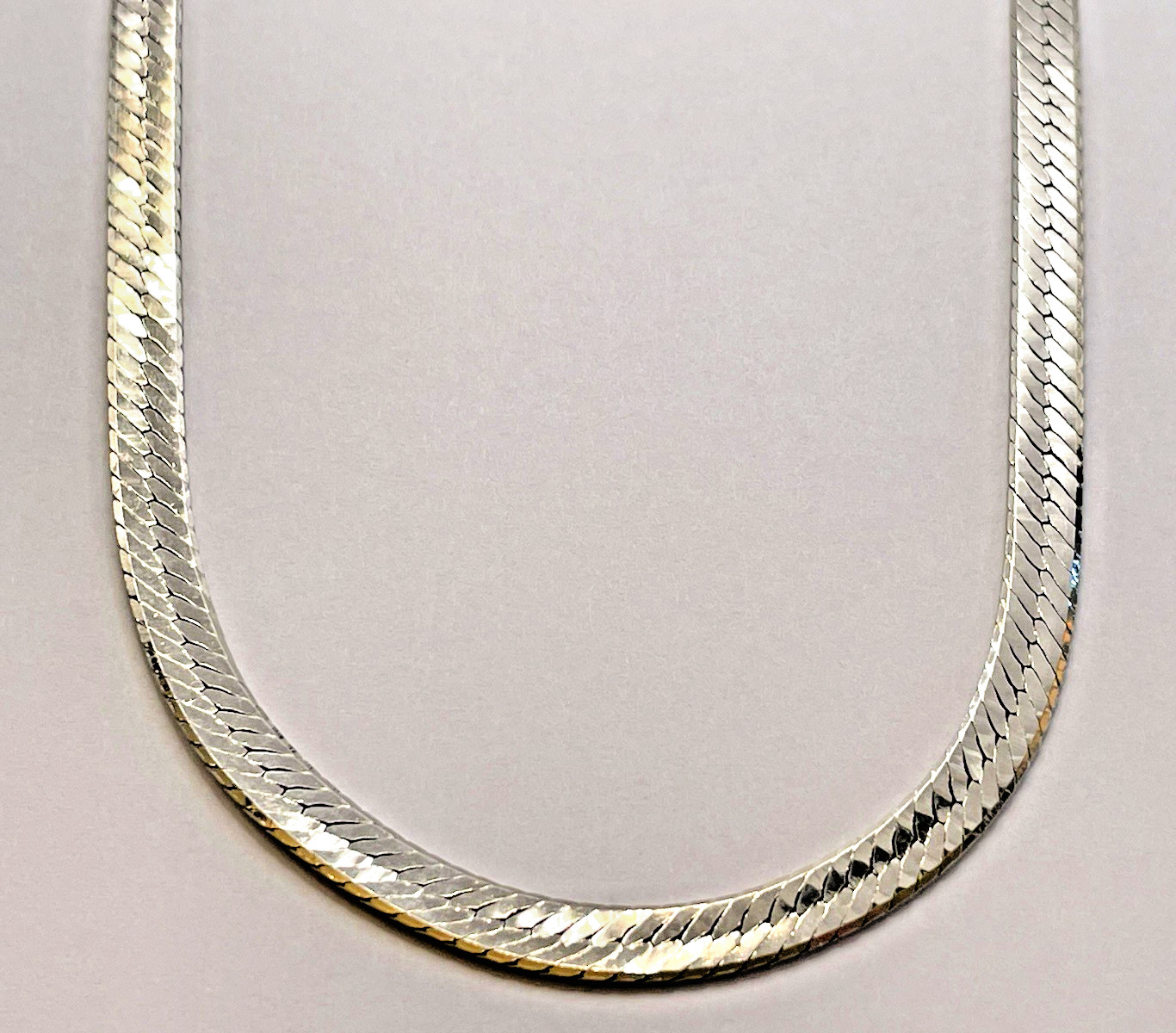 Solid Sterling Silver Herringbone 6mm Necklace 23… - image 3