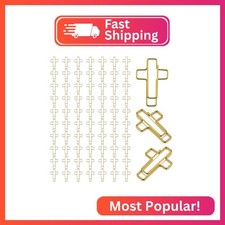 70 Pack Gold Cross Paper Clips, Decorative Paper Clips and Bookmarks for Bible S