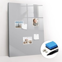 Glas Magnettafel Beschreibbar Mit Marker Schwamm Magneten Hellgrau 70X100 Cm
