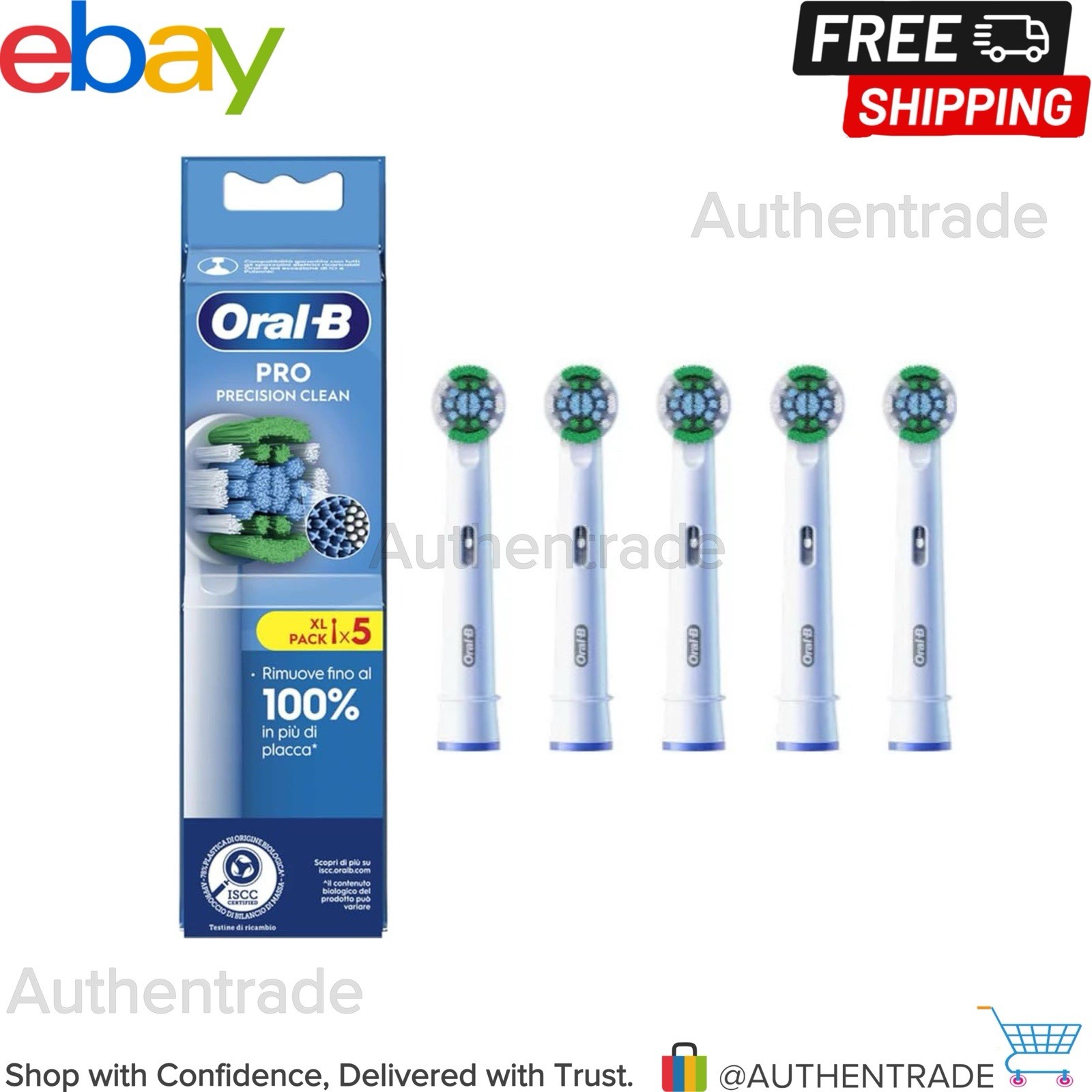 Oral-B Precision Clean Electric Toothbrush Heads, Pack of 5 Replacement Heads