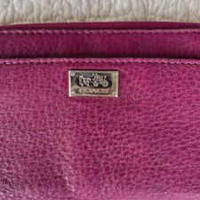 Women's Zip Around Wallet Pebbled Leather Maroon Pink