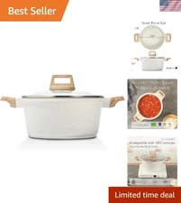 Stock Pot Nonstick 5 Quart Granite Cooking Pot with Lid Induction Save Time