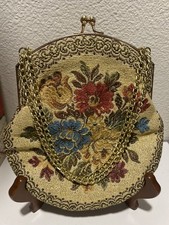 Vintage Victorian LaRegale Tapestry Purse Wristlet Handbag Bag Antique Floral