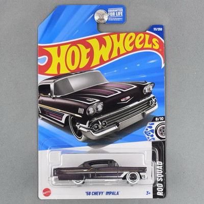 2025 Hot Wheels '58 Chevy Impala Purple Rod Squad 8/10 111/250 White Walls