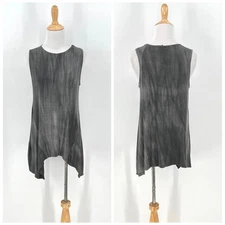 RUTI Asymmetrical Hem Jersey Tank Top Womens Small Gray Tie Dye Sleeveless Tunic