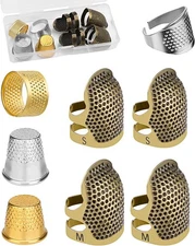 Sewing Thimble Kit 7-Piece – Metal Finger Protectors for Hand Sewing & Quilting