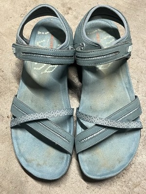 Merrell Terran Cross II Blue Smoke leather & textile ankle strap sandals 9 / 40
