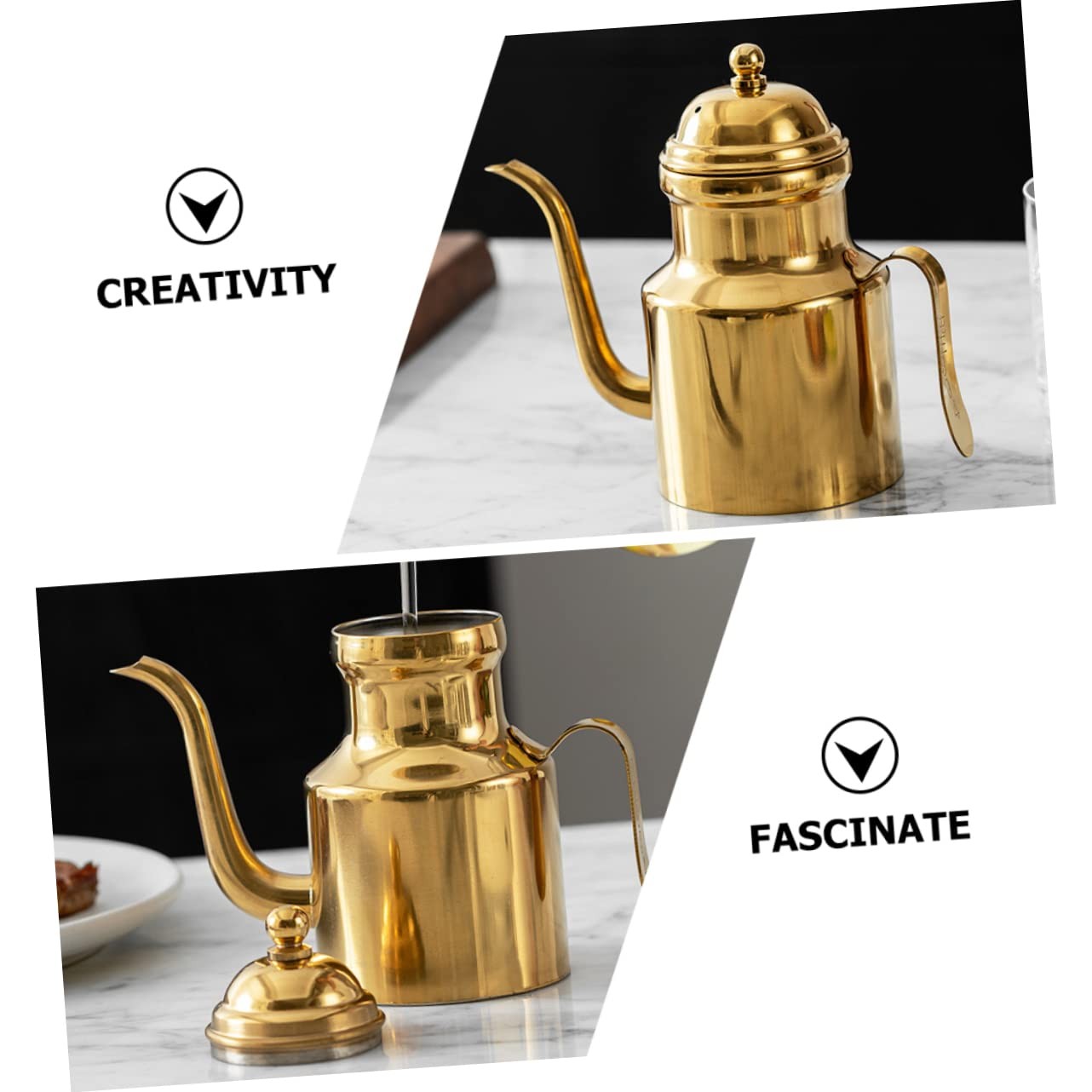 Stainless Steel Grease Container, Curved Handle, Oil Storage Pot, Kitchen, Bacon