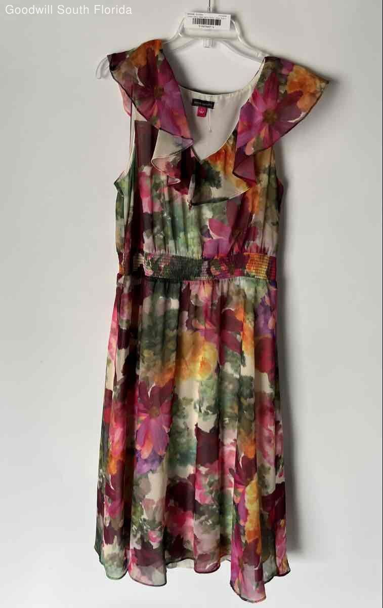 Vince Camuto Womens Multicolor Floral Print A-Line Dress Size Large