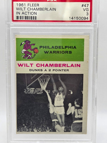 Fleer 1961 Wilt Chamberlain In Action #47 Philadelphia Warriors PSA 3 Graded