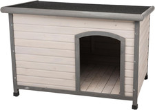 Natura Classic Dog House - Wooden Outdoor Shelter with Weatherproof Sealer, Hing