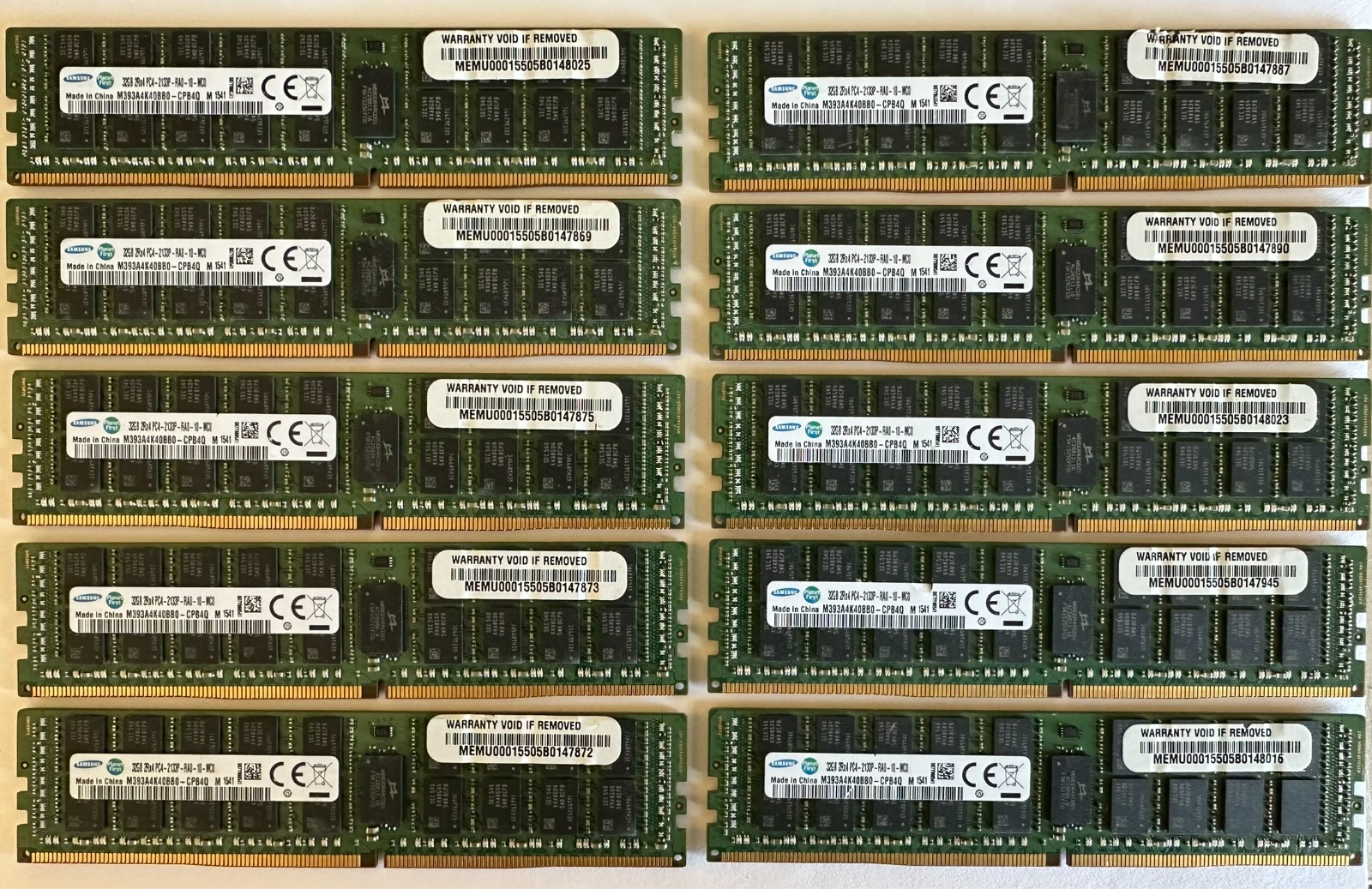 320GB (10 x 32GB)  Samsung M393A4K40BB0-CPB0Q 2Rx4 PC4-2133P-RA0-10-DC0 RAM