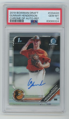 2019 Bowman Draft Chrome Prospect Refractor Gunnar Henderson Auto 264/499 PSA 10
