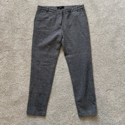 Max Mara Weekend Wool Blend Gray Plaid Tweed Dress Pants Trousers Size Large