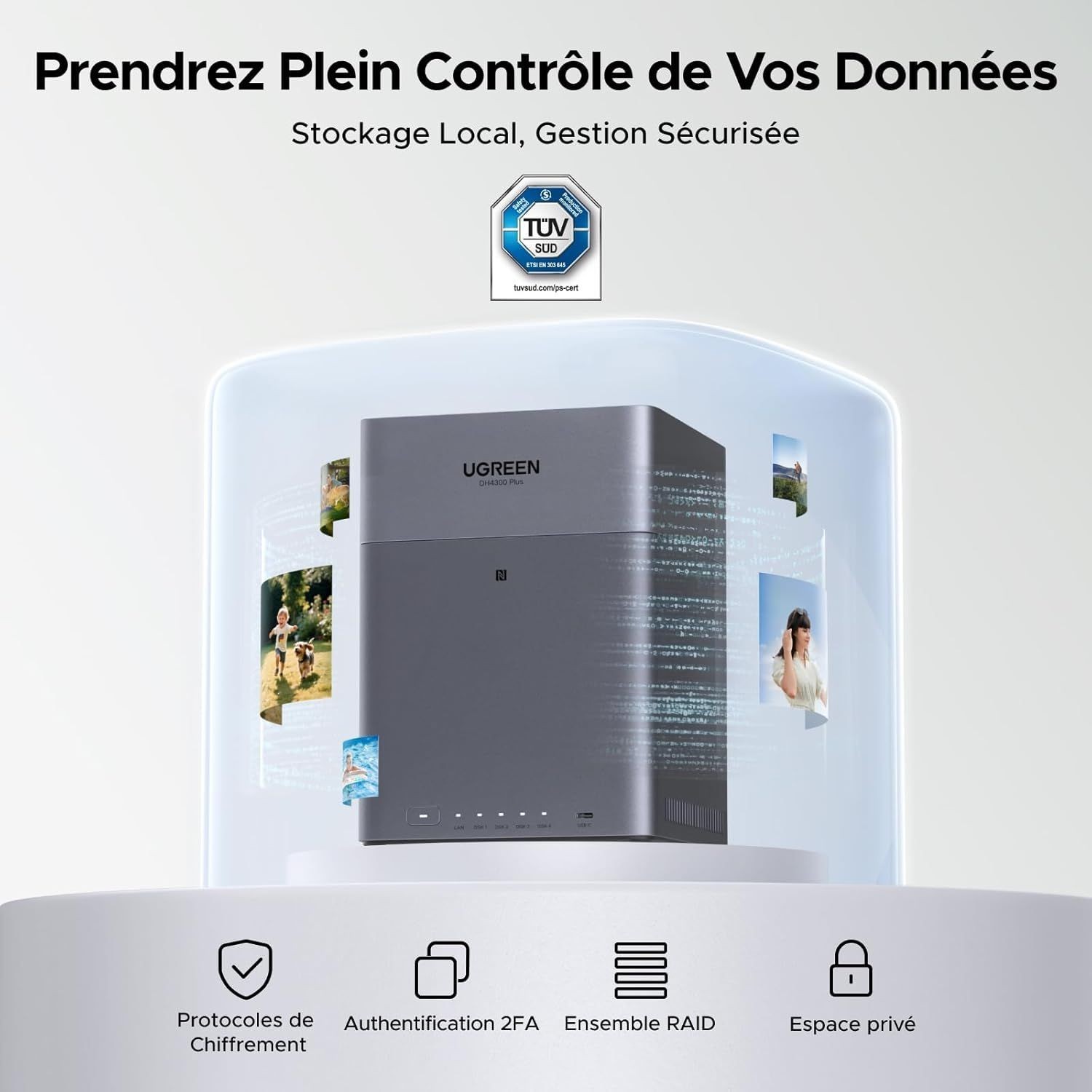 NAS 4 Baies UGREEN NASync DH4300 Plus Port LAN 2.5 GbE Rapide - 4