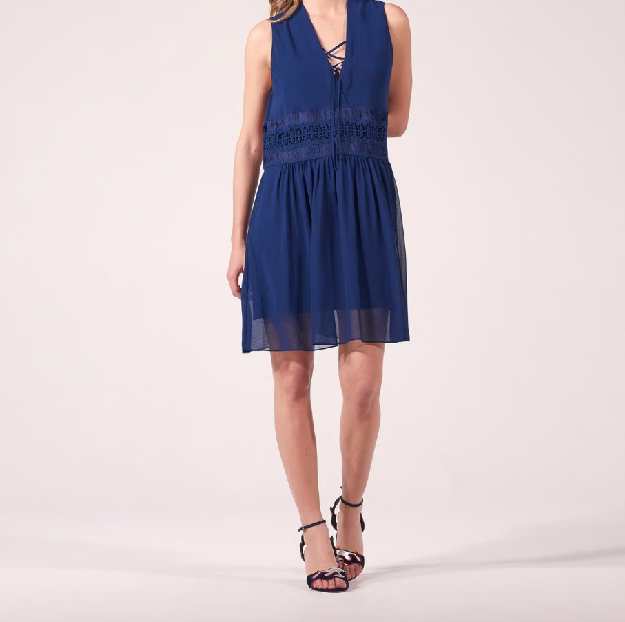 Sandro Women's Navy Sleeveless Short Dress Size 40 FR 12 UK 8 US R5178E