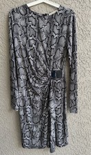 MICHAEL KORS Women s Dress Logo Plate Faux Wrap Snakeskin Print Gunmetal Size M