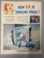 S.R.Toothpaste 'Tingling Fresh'  vintage advert from Picture Post magazine 1954